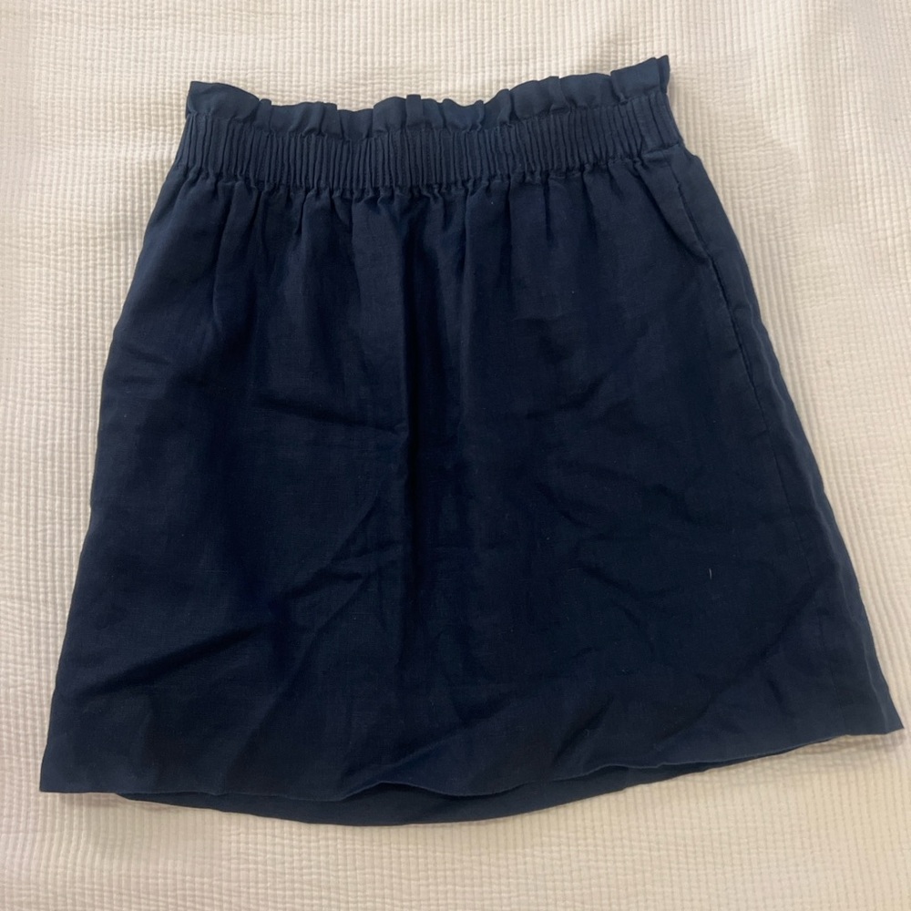 NY Closet Sale! Crew Navy Linen Skirt with Elastic Waistband